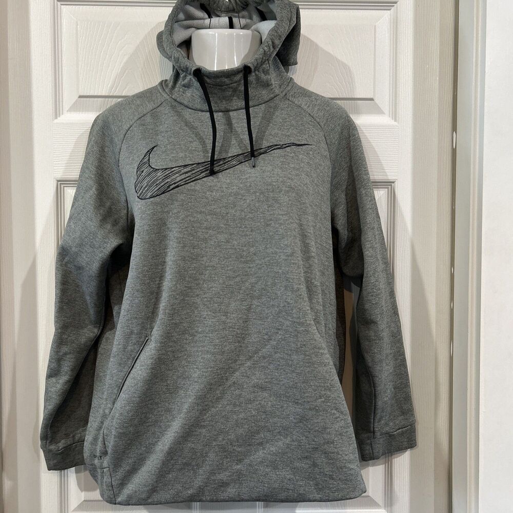 Nike Women's Gray L Hoodie Performance Athetic Sweatshirt Large Swoosh